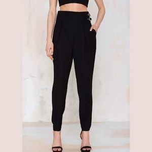 High waisted buckle trousers